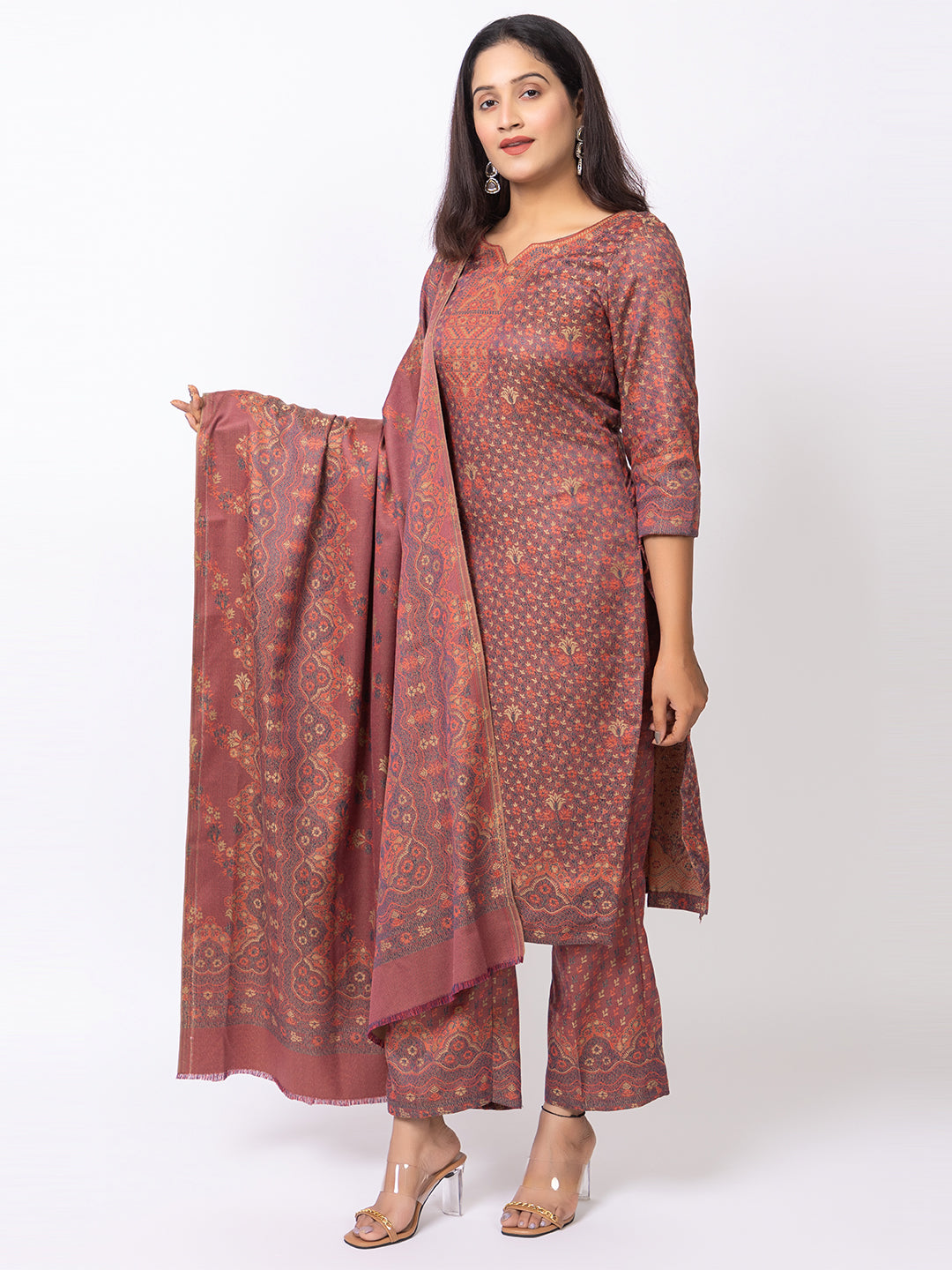 Women Jacquard Unstitched Suits