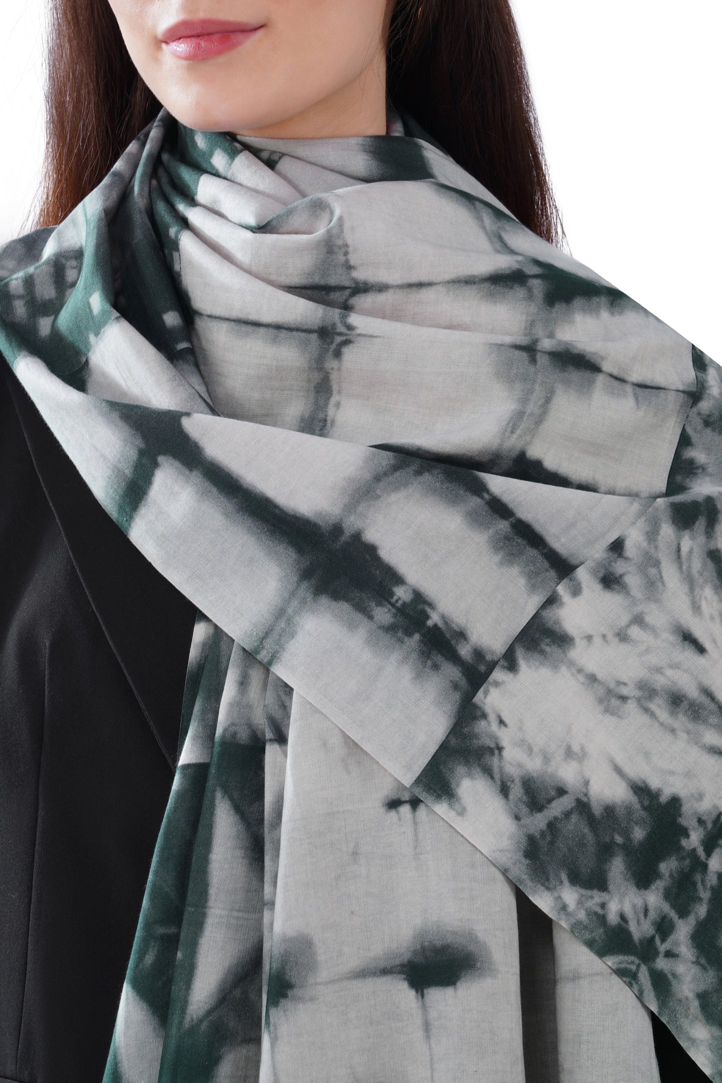 Women's Black & White Printed Soft Cotton Designer Shawl