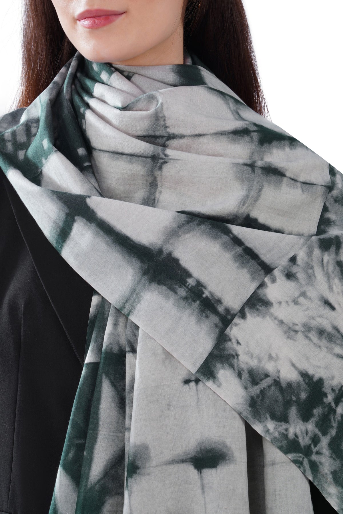 Women's Black & White Printed Soft Cotton Designer Shawl - Image 4
