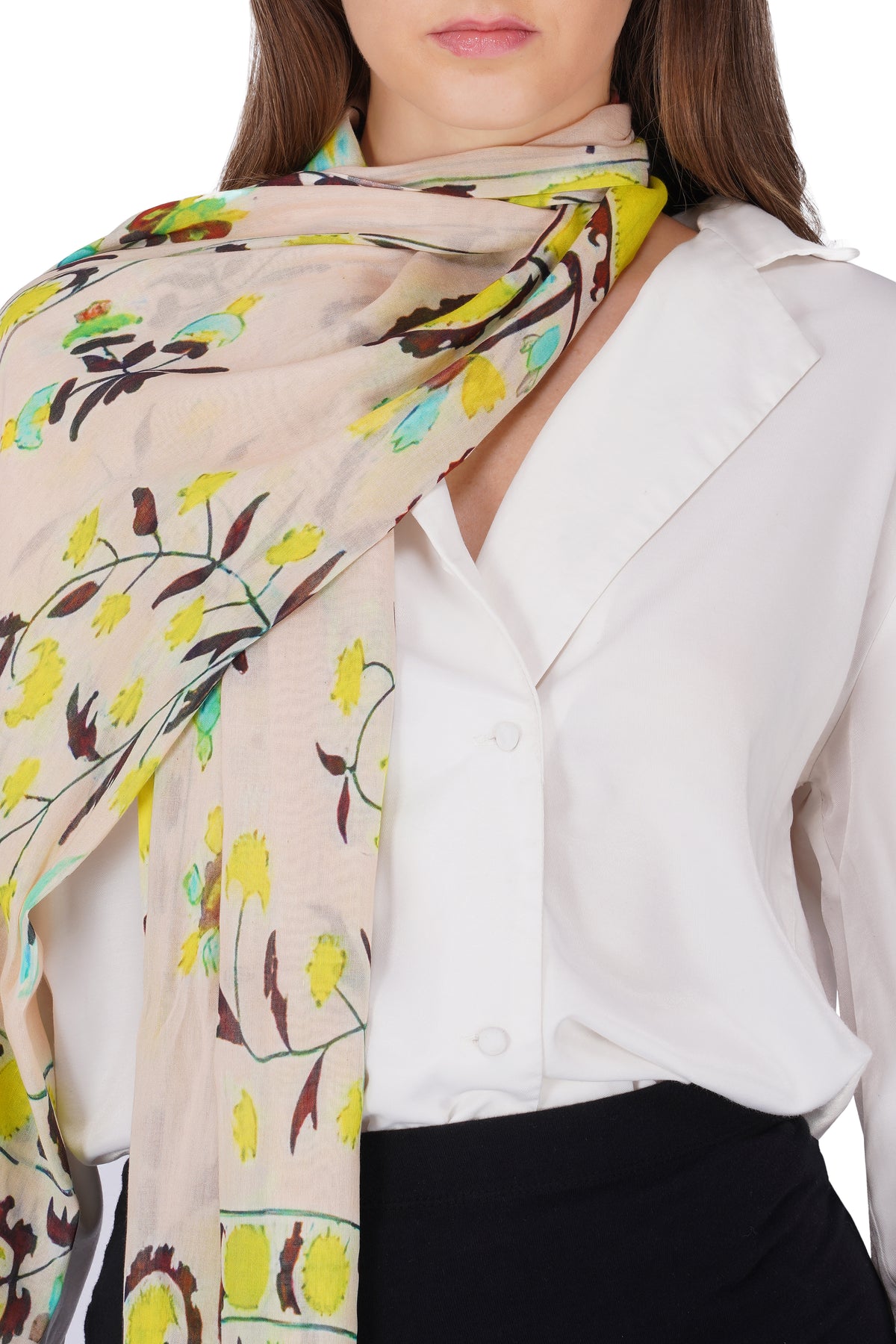 Women's Beige Elegant Modal Minimal Fashion Stole - Image 3