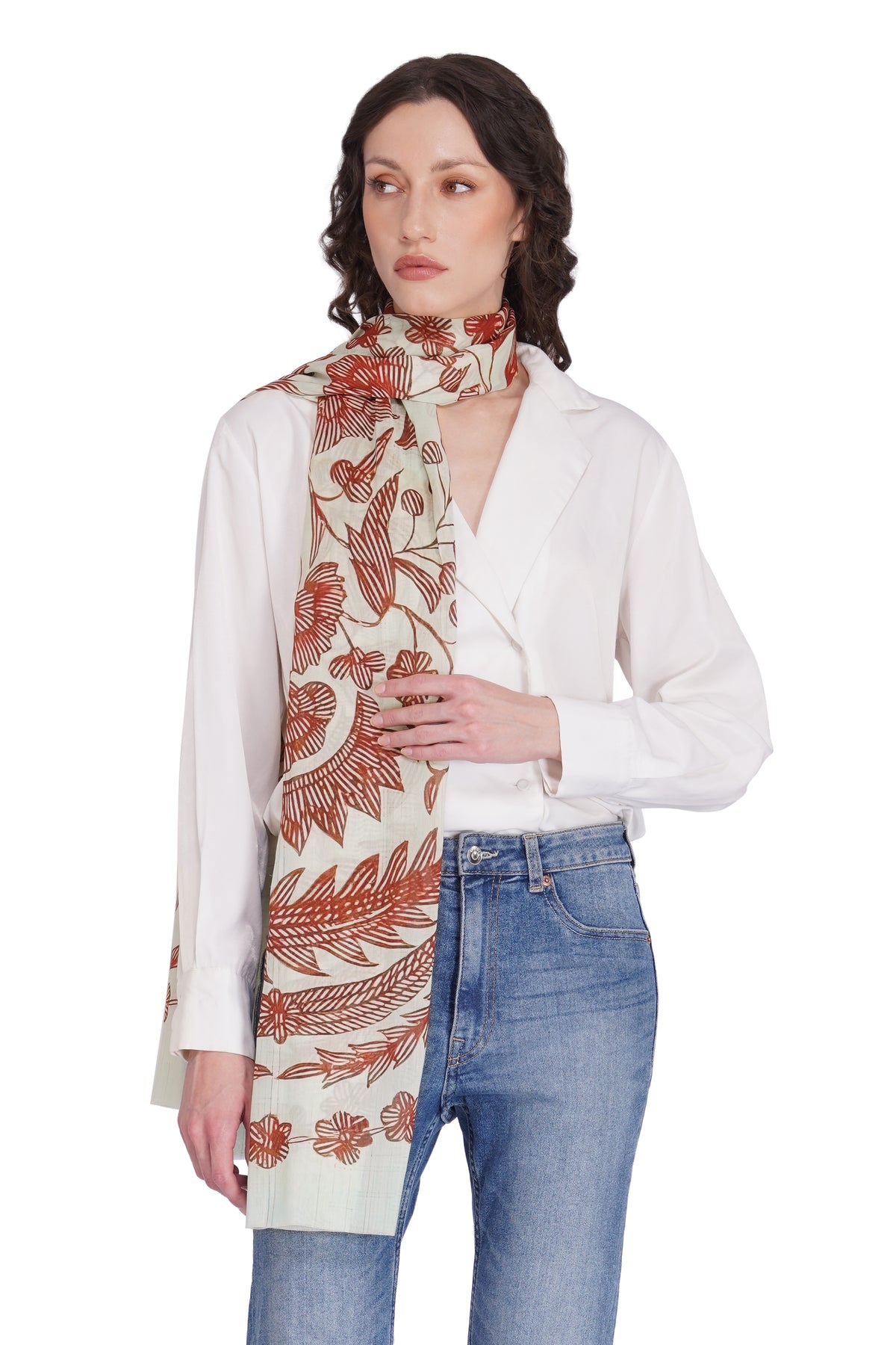 Women's Cream Luxe Modal Soft Fashion Stole - Image 2