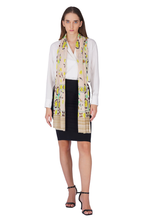 Women's Beige Elegant Modal Minimal Fashion Stole