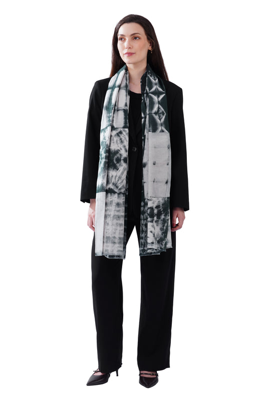 Women's Black & White Printed Soft Cotton Designer Shawl