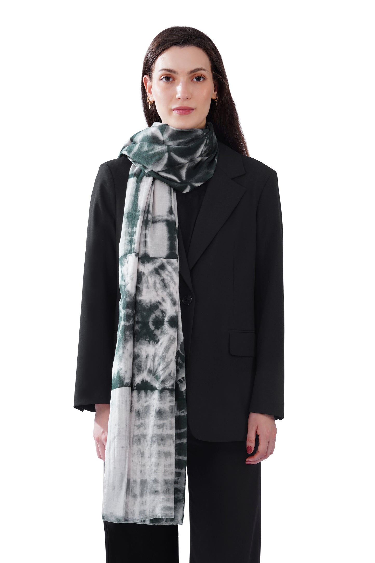 Women's Black & White Printed Soft Cotton Designer Shawl