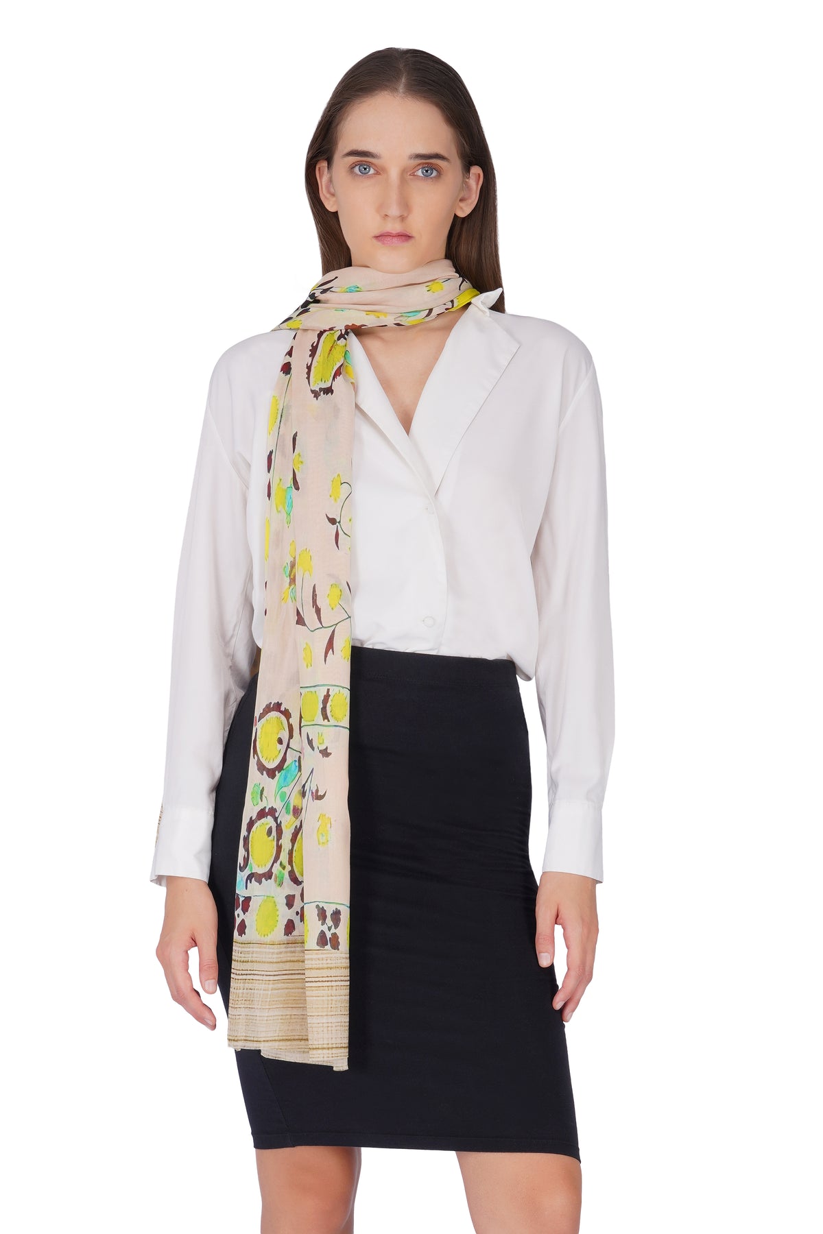 Women's Beige Elegant Modal Minimal Fashion Stole - Image 5