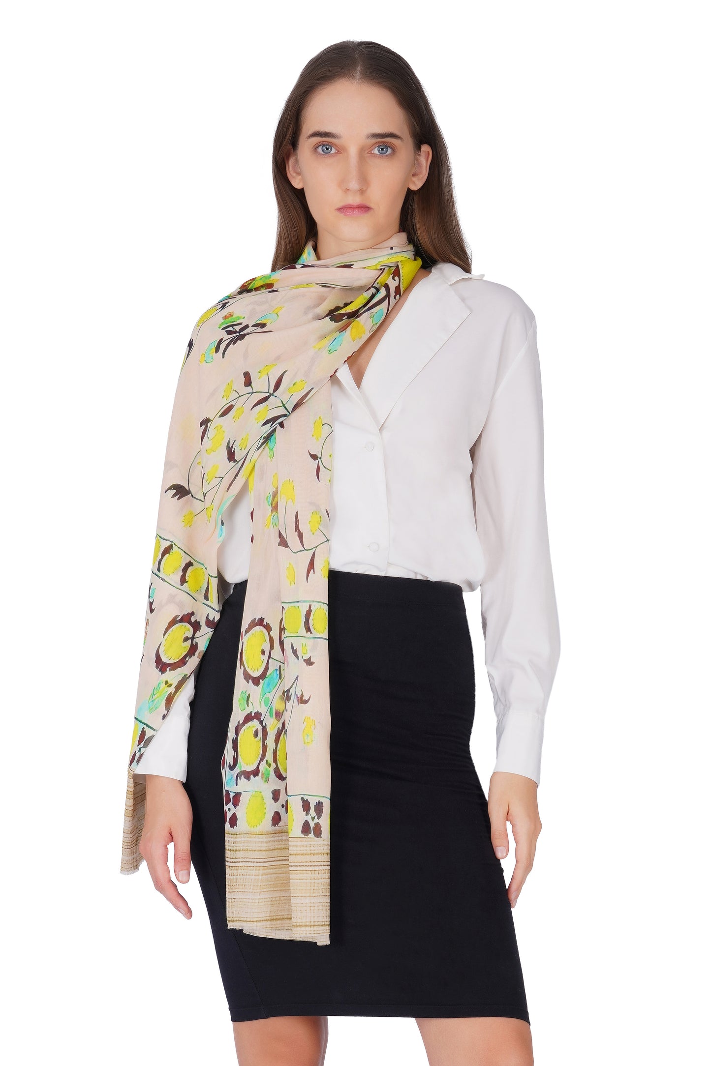 Women's Beige Elegant Modal Minimal Fashion Stole