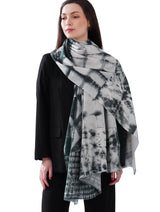 Women's Black & White Printed Soft Cotton Designer Shawl - Thumbnail 3