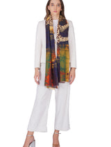 Women's Black Tiger Print Premium Soft Cotton Shawl - Thumbnail 1