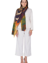 Women's Black Tiger Print Premium Soft Cotton Shawl - Thumbnail 2