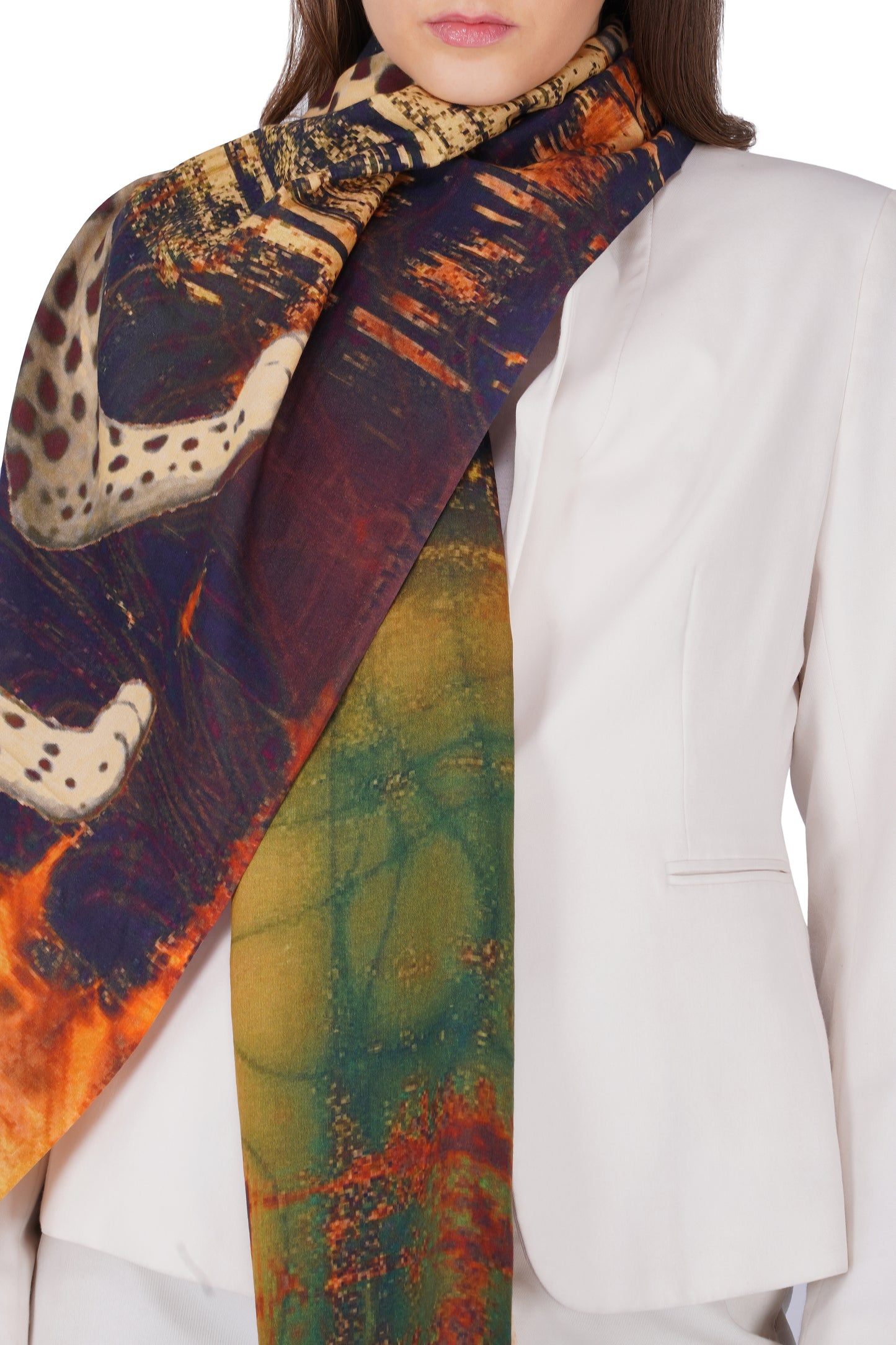 Women's Black Tiger Print Premium Soft Cotton Shawl