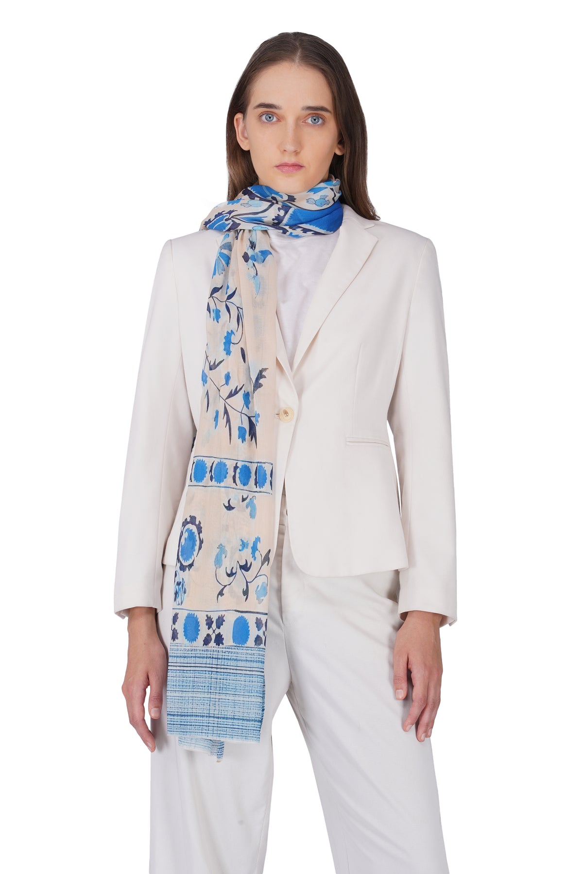 Women's Cream Modern Modal Stylish Printed Stole - Image 1