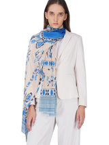 Women's Cream Modern Modal Stylish Printed Stole - Thumbnail 3
