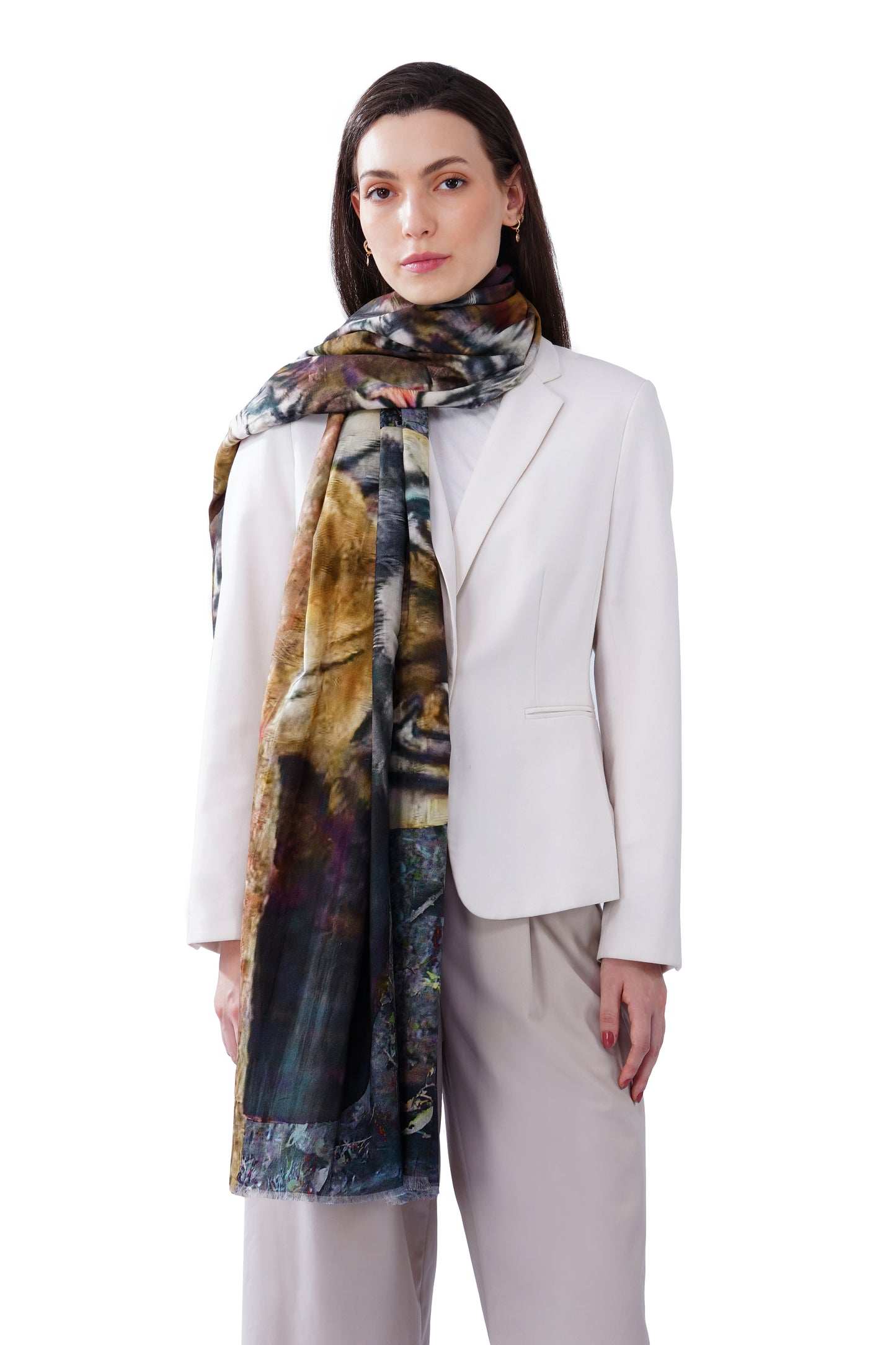 Women's Black Tiger Print Premium Cotton Stylish Shawl