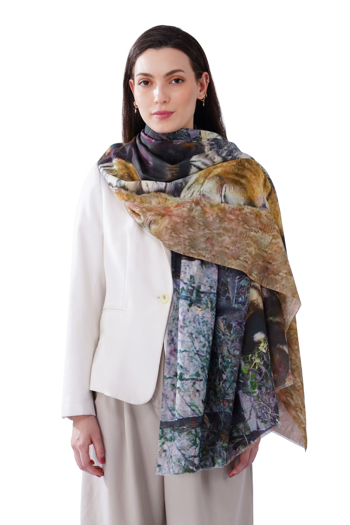 Women's Black Tiger Print Premium Cotton Stylish Shawl - Image 1