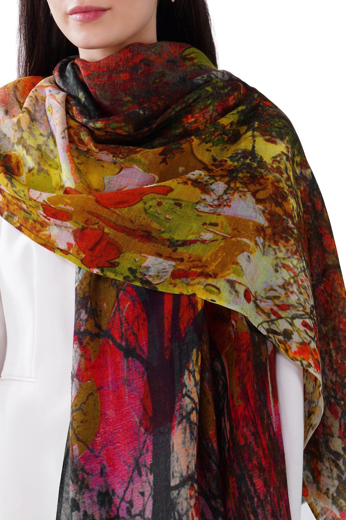 Women's Multi Colour Contemporary Art Wool Stole - Image 3