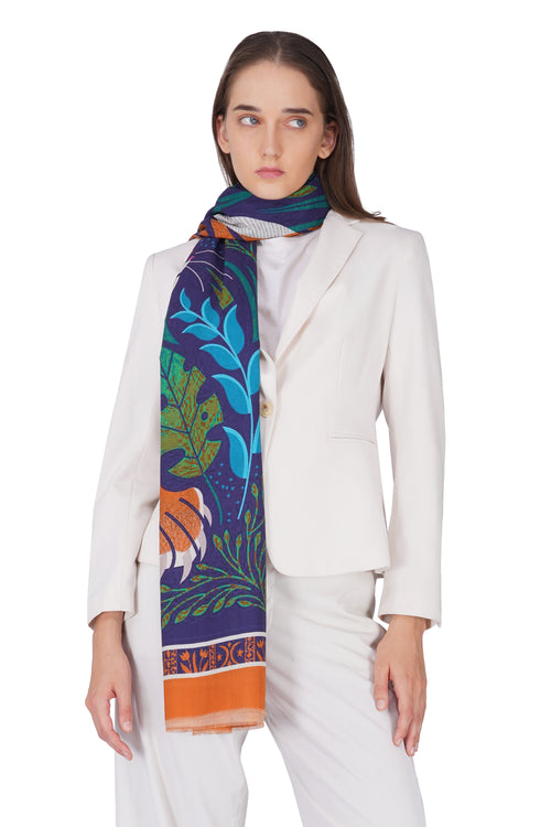 Women's Multi Colour Tiger Print Premium Signature Shawl