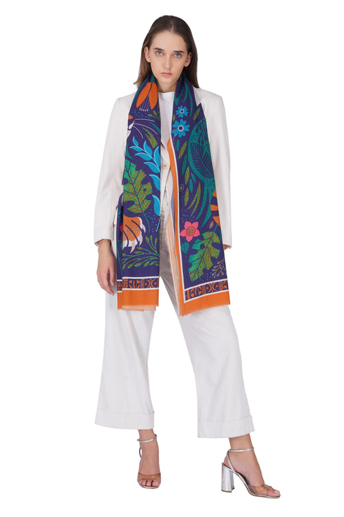 Women's Multi Colour Tiger Print Premium Signature Shawl