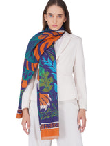 Women's Multi Colour Tiger Print Premium Signature Shawl - Thumbnail 3