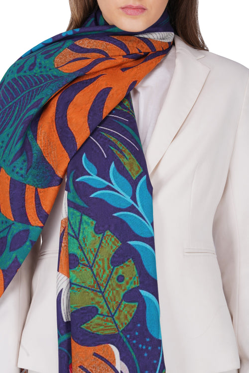 Women's Multi Colour Tiger Print Premium Signature Shawl