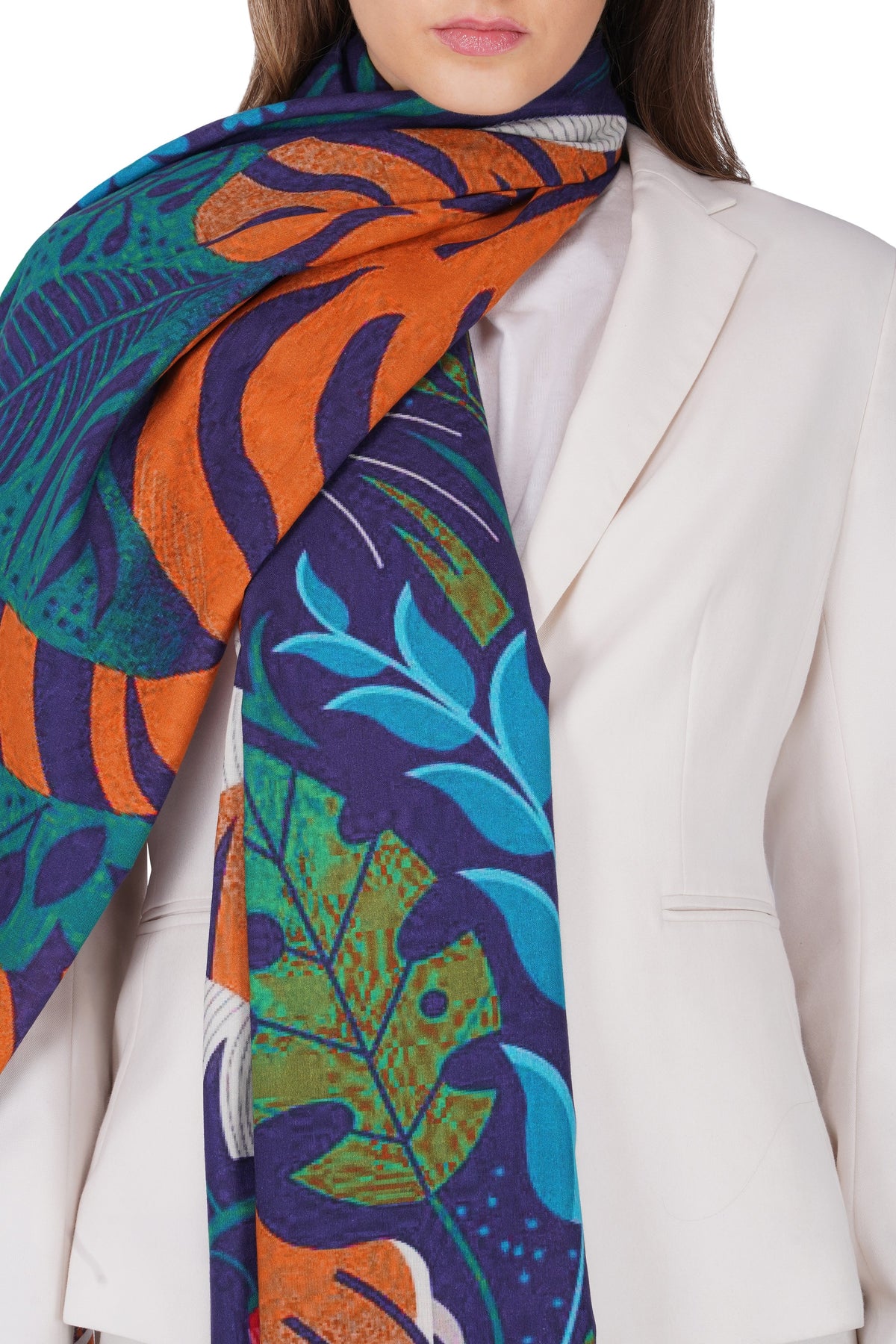 Women's Multi Colour Tiger Print Premium Signature Shawl - Image 5