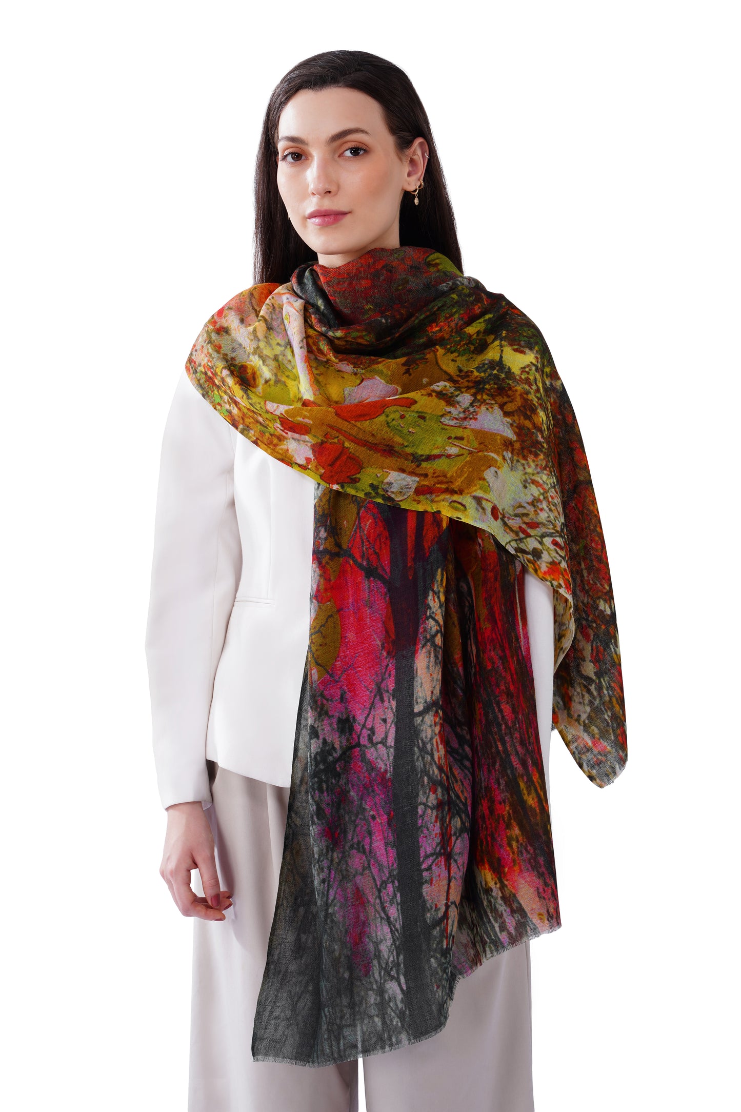 Women's Multi Colour Contemporary Art Wool Stole