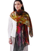 Women's Multi Colour Contemporary Art Wool Stole - Thumbnail 2