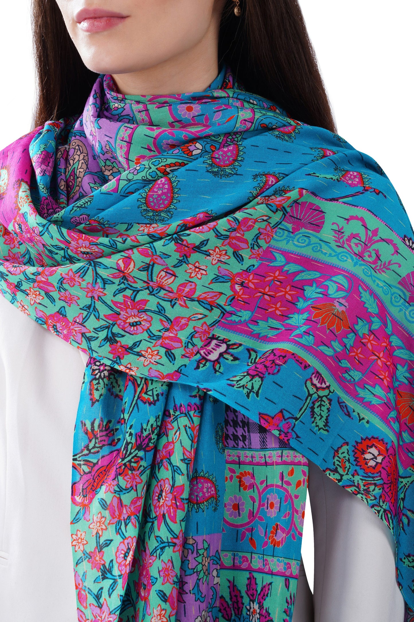 Women's Blue Classic Cotton Everyday Wear Stole