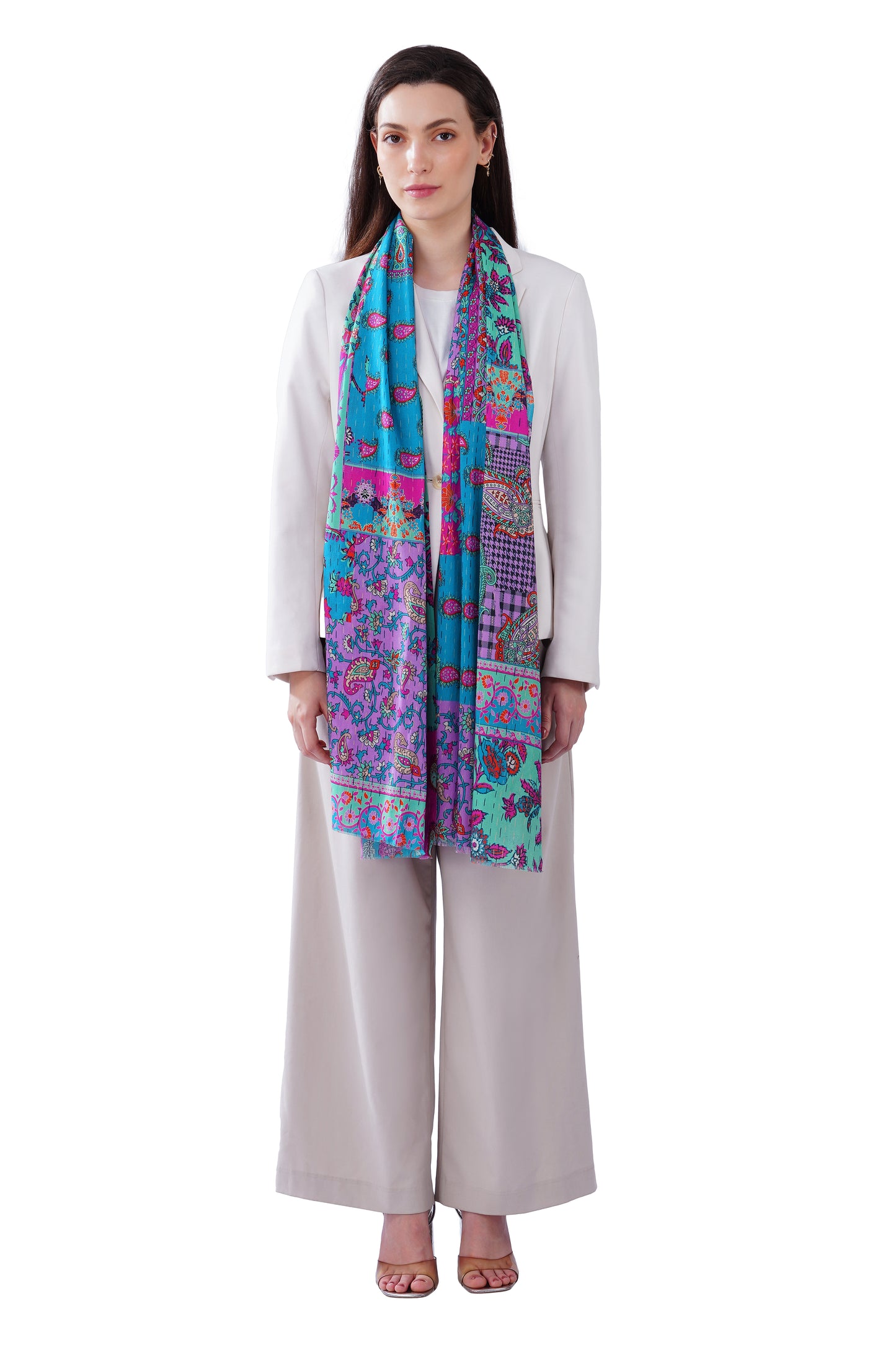 Women's Blue Classic Cotton Everyday Wear Stole