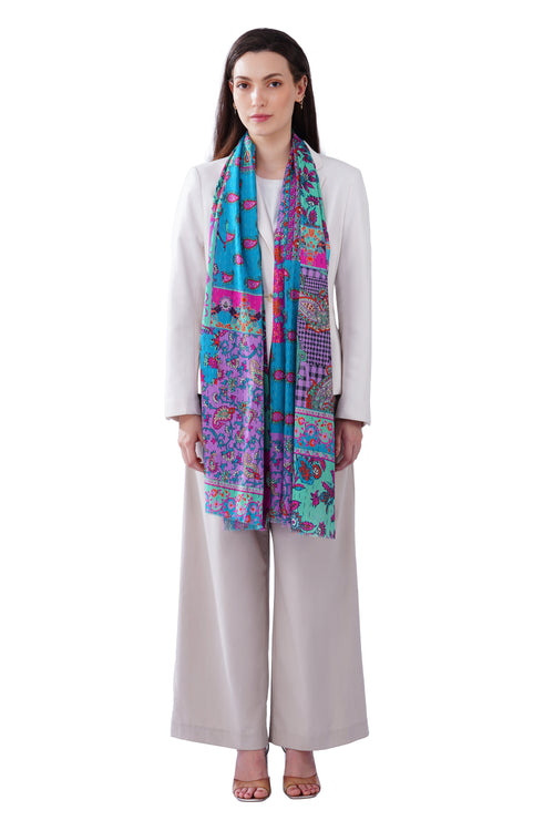 Women's Blue Classic Cotton Everyday Wear Stole