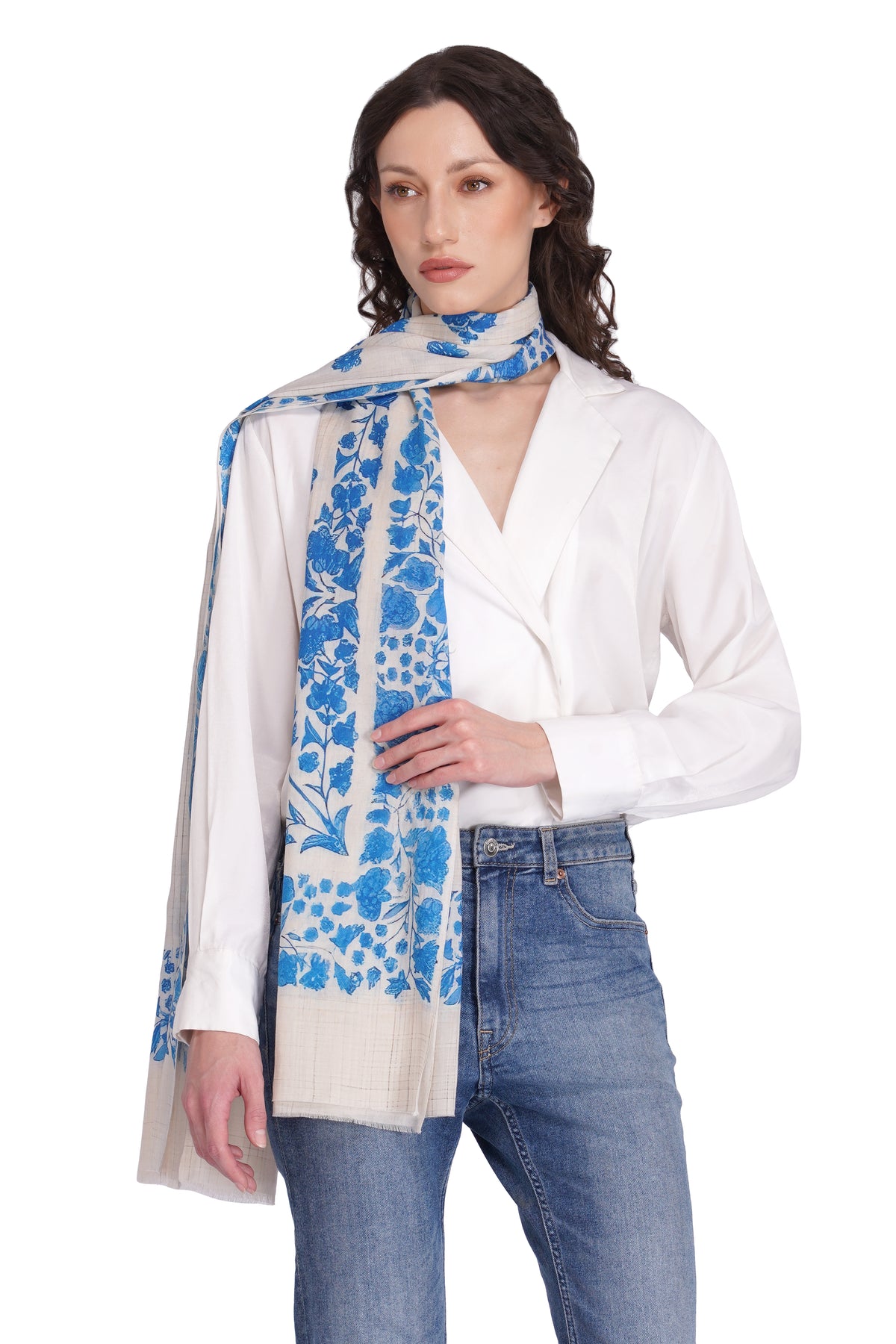 Toosh Moda Women’s White Minimal Modal Elegant Stole - Image 5