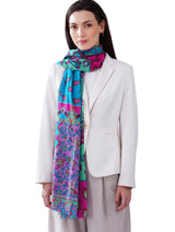 Women's Blue Classic Cotton Everyday Wear Stole - Thumbnail 2