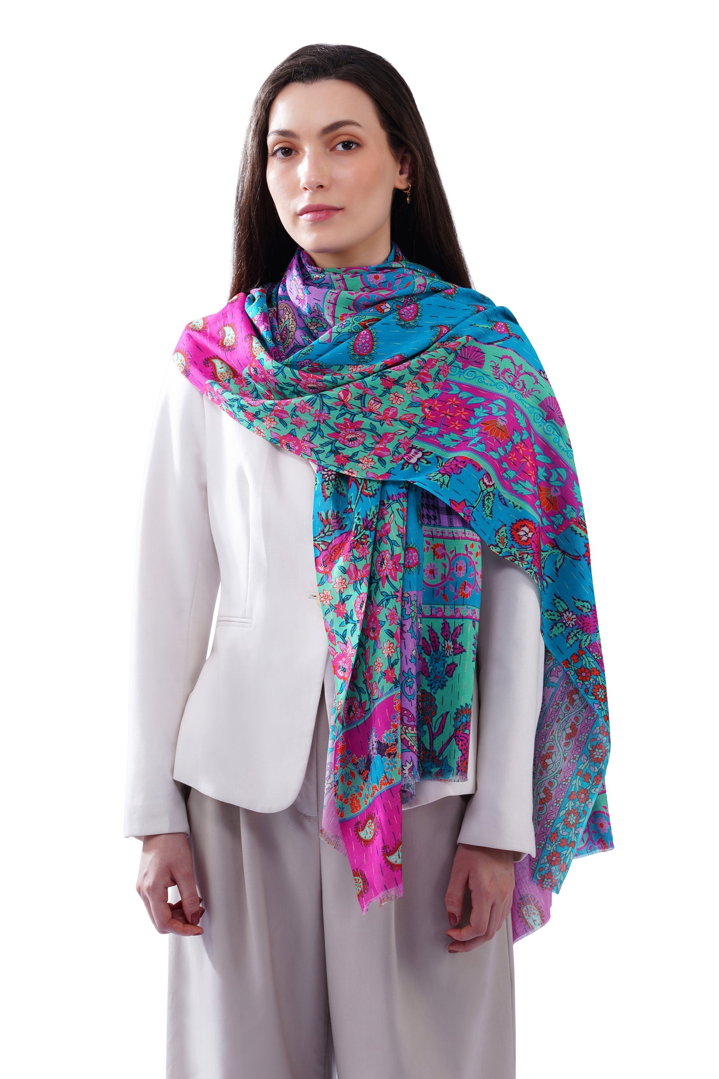 Women's Blue Classic Cotton Everyday Wear Stole