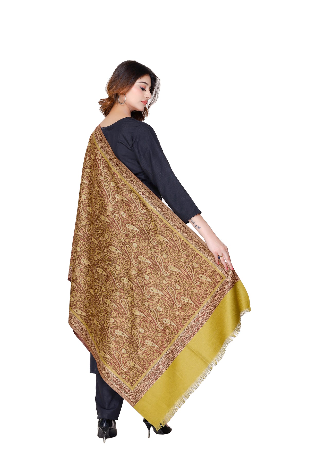 TOOSH MODA شالات جاكار نسائية (زيتوني) - Image 3