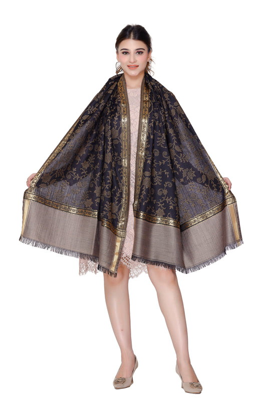 TOOSH MODA شالات جاكار نسائية (أسود)