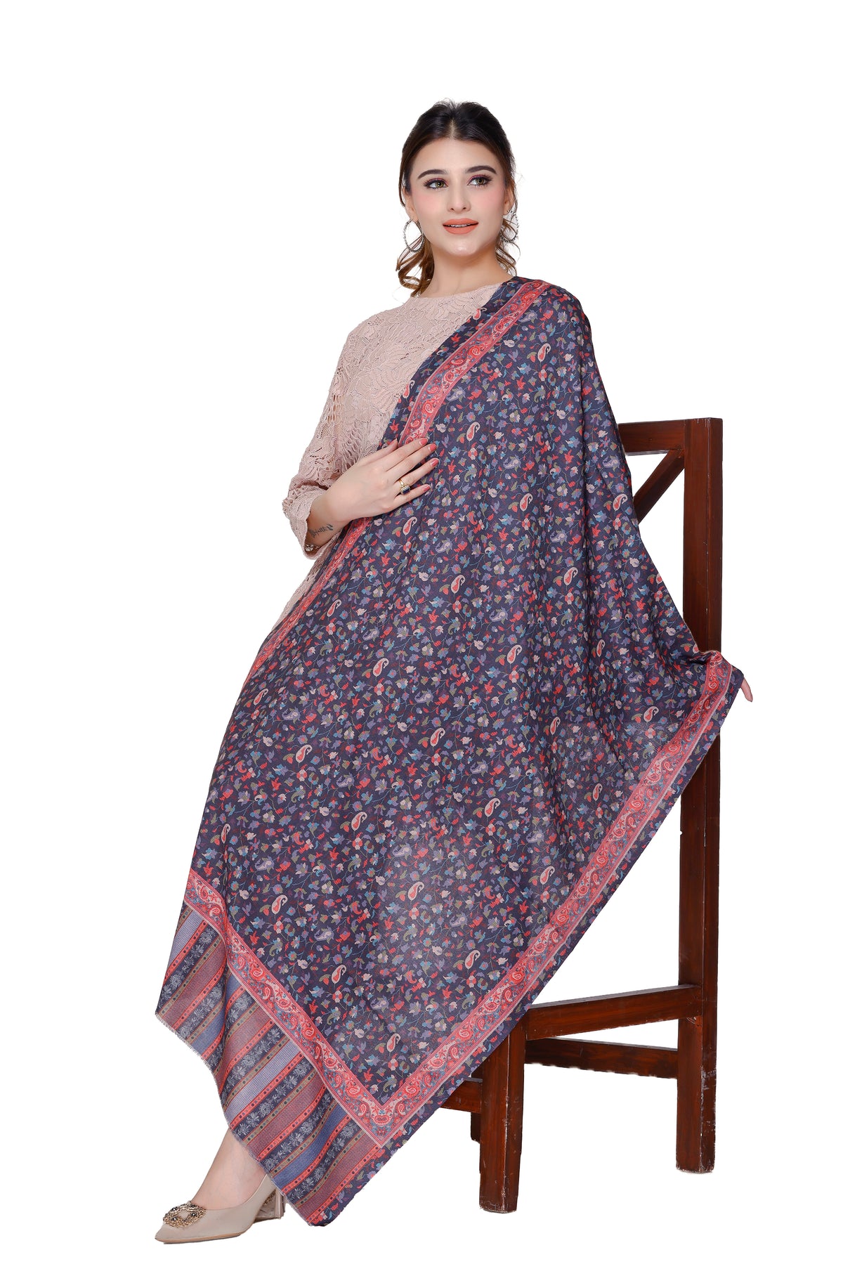 TOOSH MODA شالات نسائية مطبوعة (أسود) - Image 1