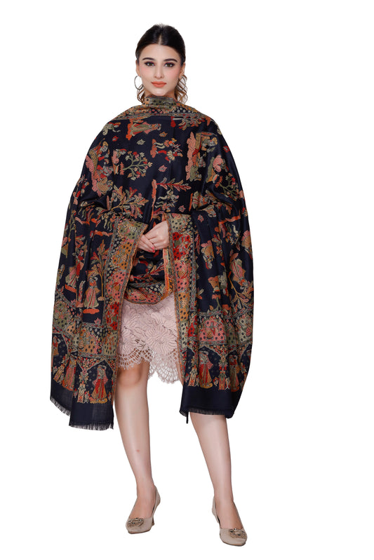 TOOSH MODA شالات جاكار نسائية (أسود)