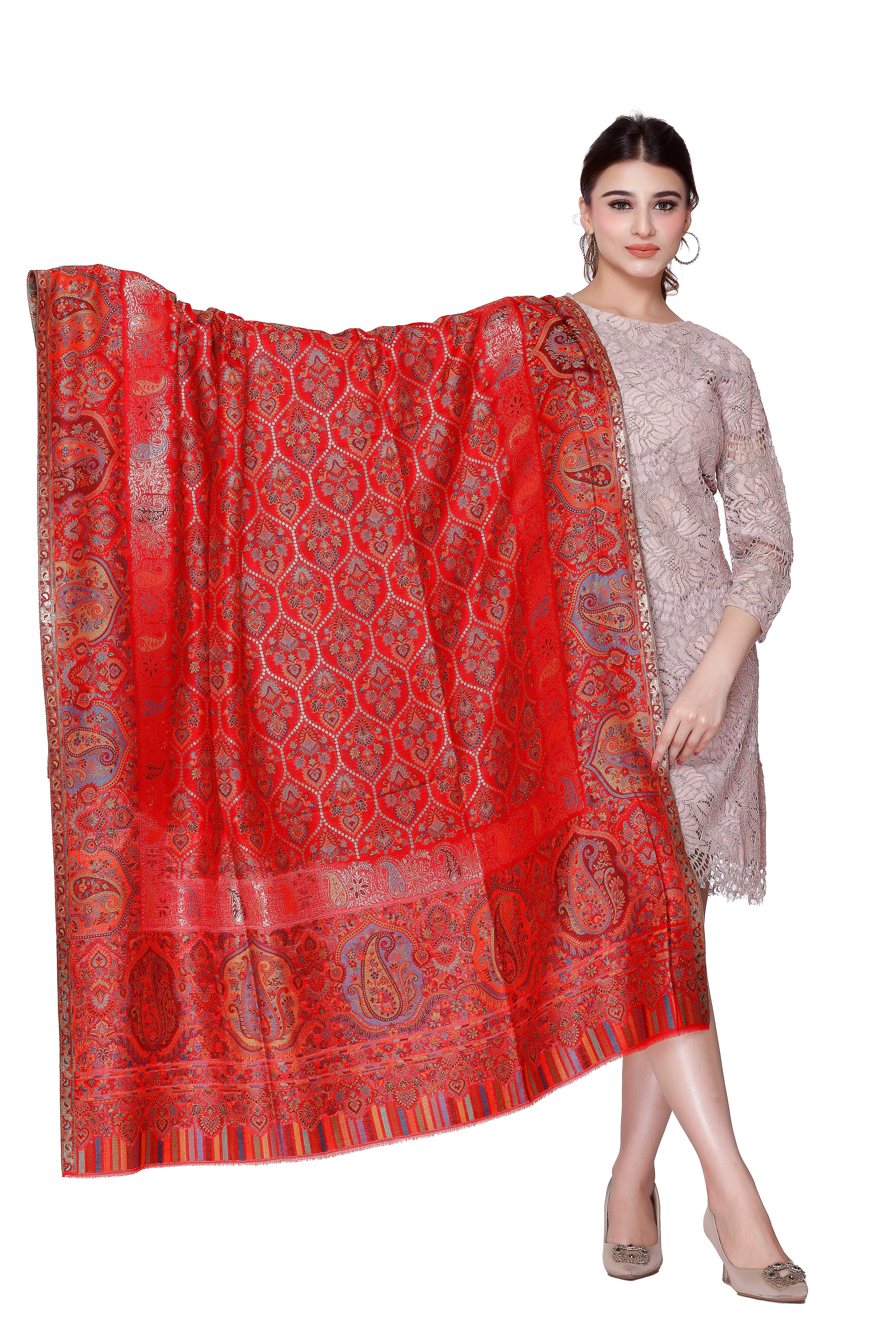 Silk Modal Shawl with Golden Zari