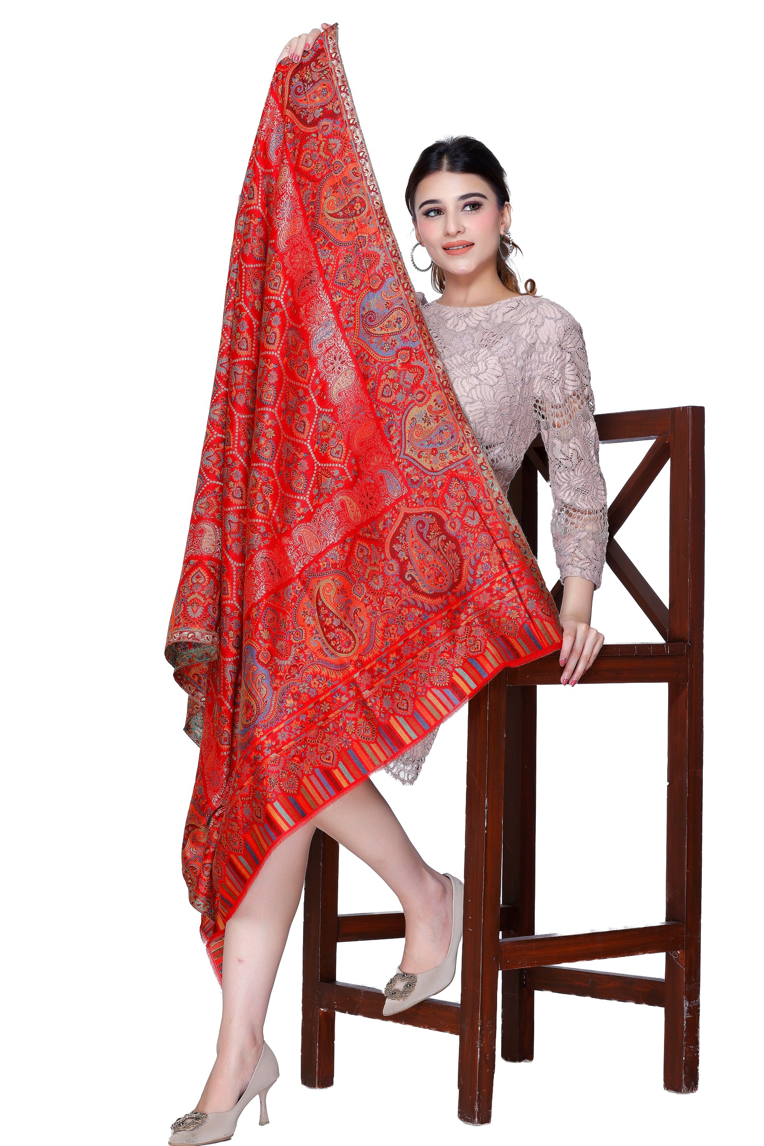 Silk Modal Shawl with Golden Zari