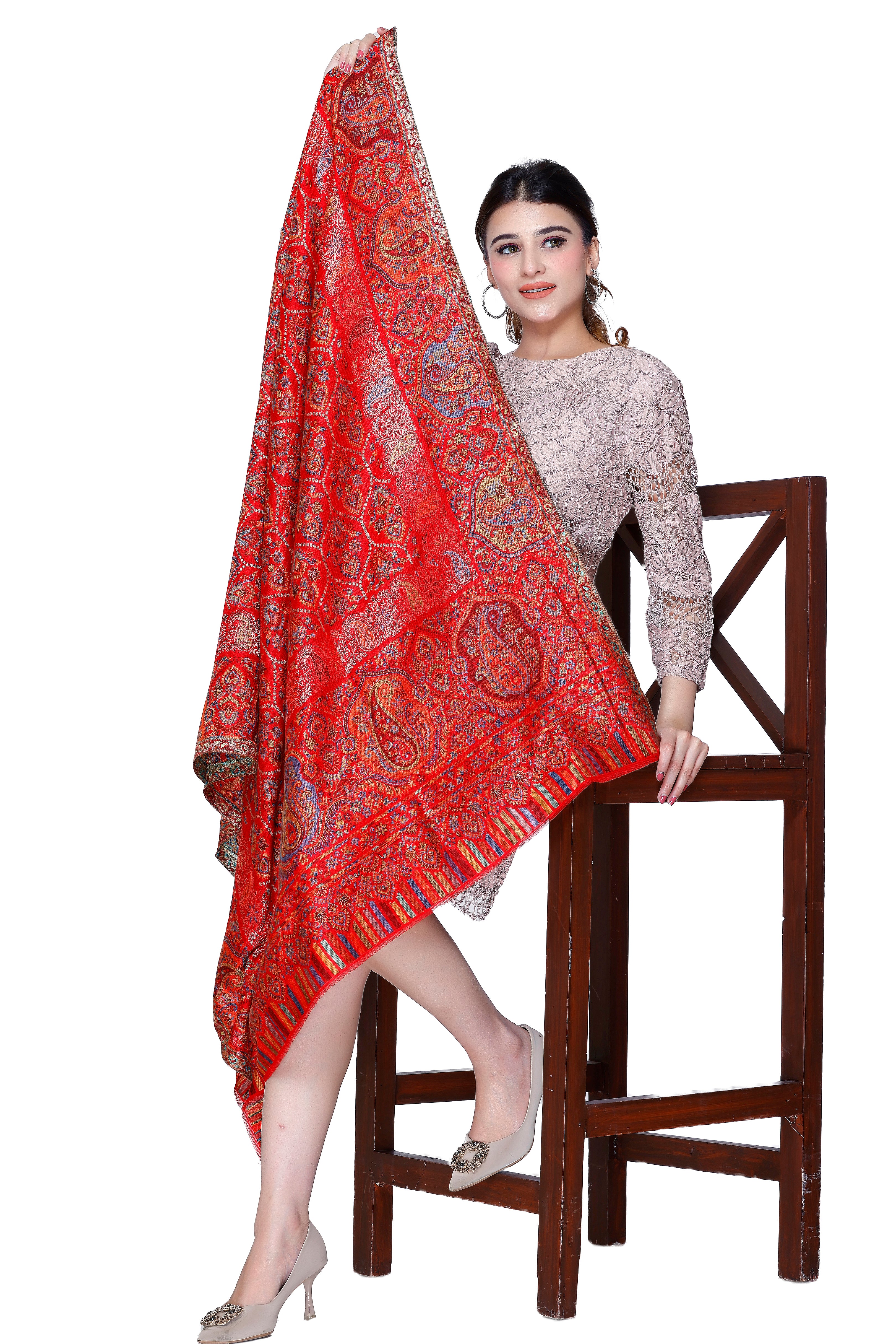 Silk Modal Shawl with Golden Zari