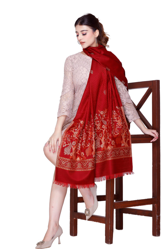 TOOSH MODA شالات جاكار نسائية (كستنائي)