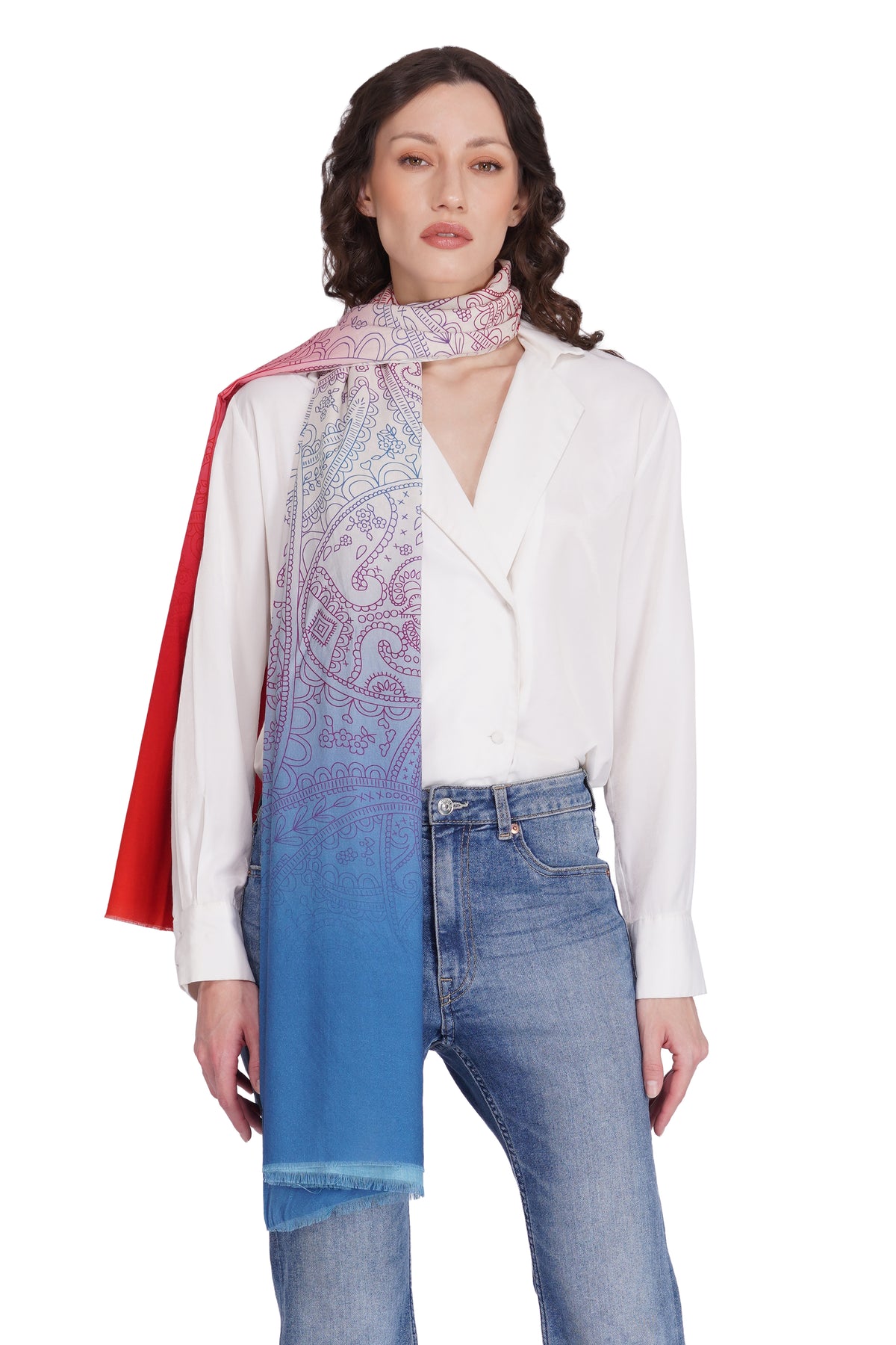 Toosh Moda Women’s White Minimal Pure Cotton Elegant Shawl - Image 1