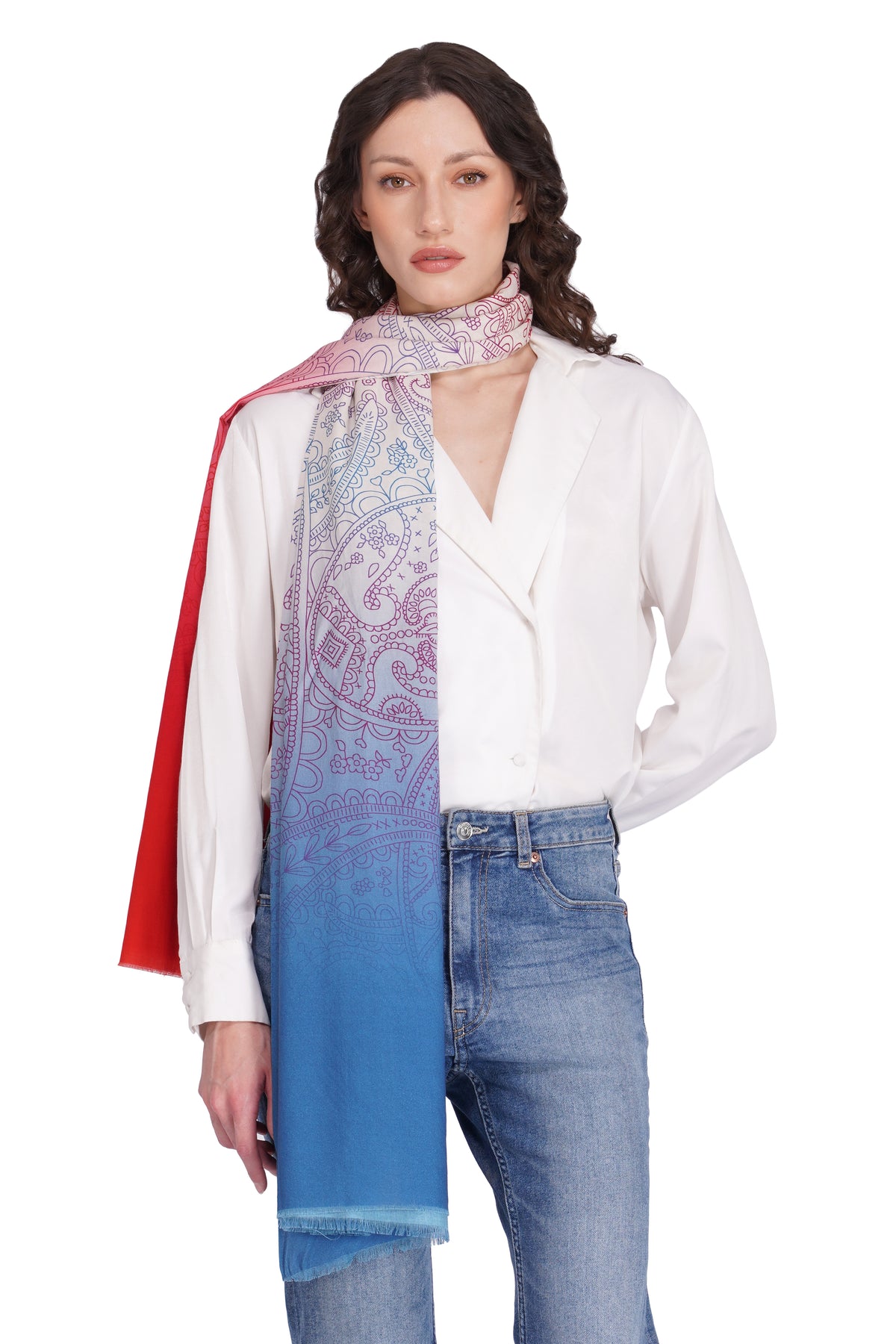 Toosh Moda Women’s White Minimal Pure Cotton Elegant Shawl - Image 4