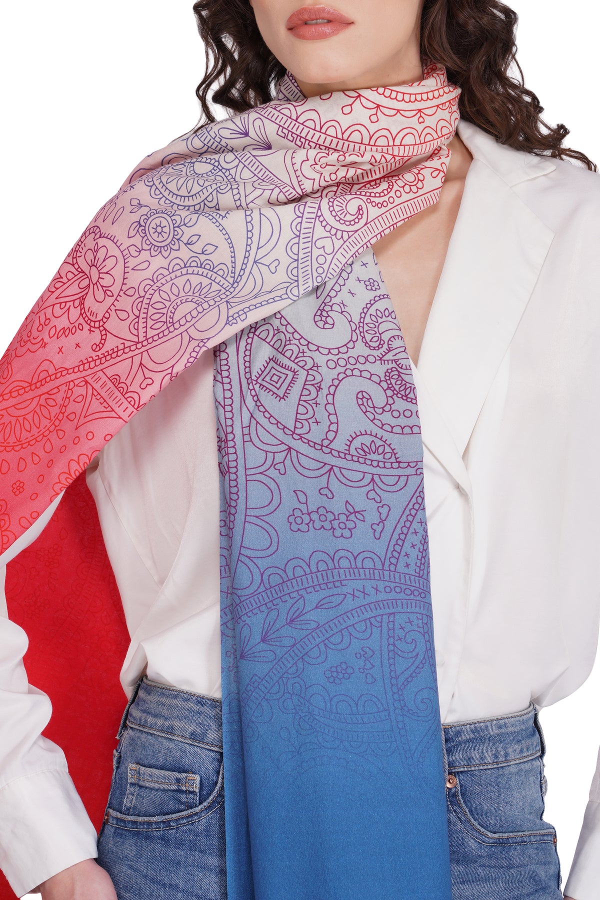 Toosh Moda Women’s White Minimal Pure Cotton Elegant Shawl - Image 5