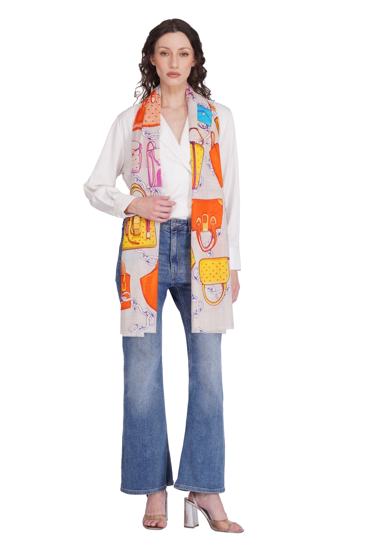 Toosh Moda Women’s Cream Premium Modal Graceful Printed Stole