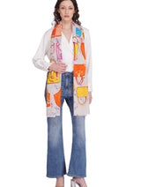 Toosh Moda Women’s Cream Premium Modal Graceful Printed Stole - Thumbnail 1