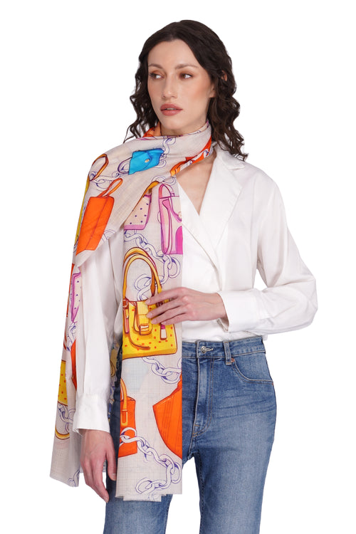 Toosh Moda Women’s Cream Premium Modal Graceful Printed Stole
