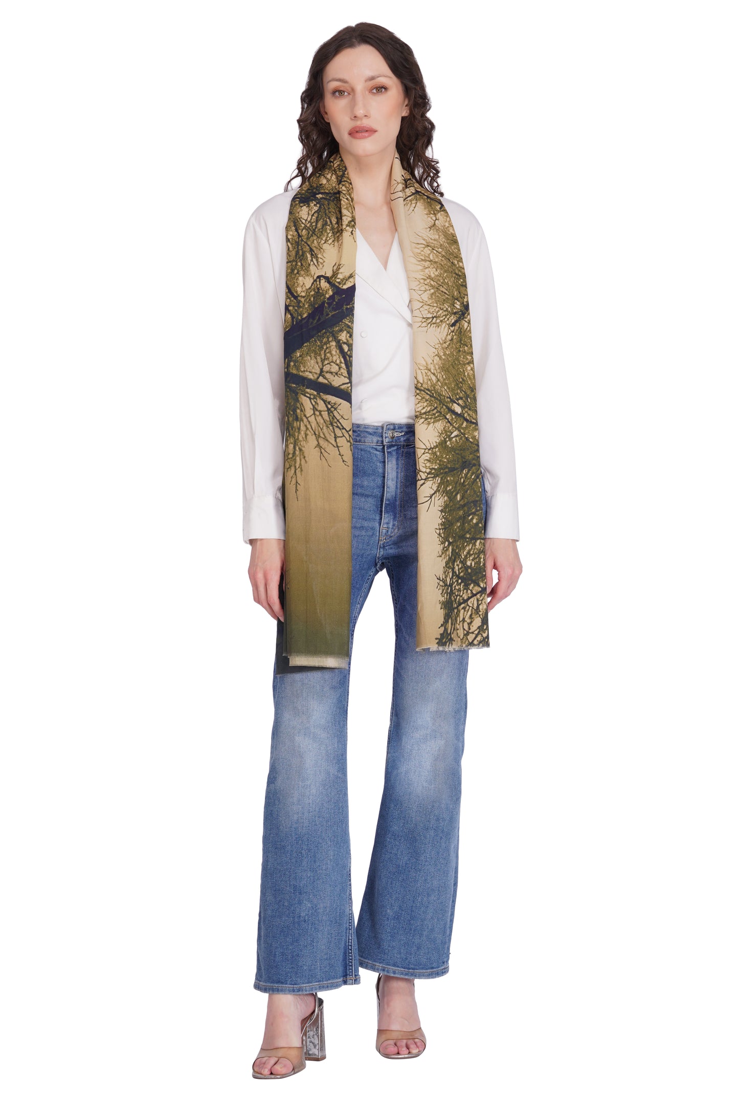 Toosh Moda Women's Beige Natural Cotton Elegant Designer Stole