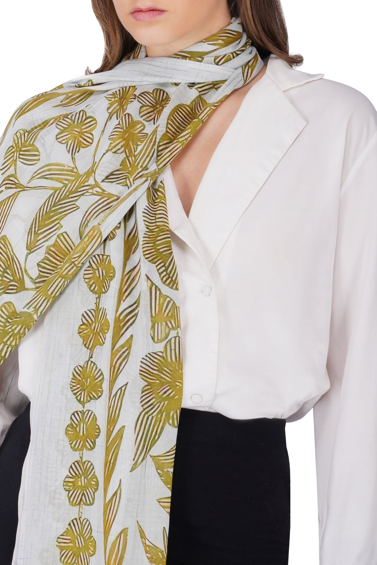 Women's White Contemporary Modal Printed Stole - Image 2