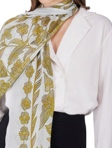Women's White Contemporary Modal Printed Stole - Thumbnail 2