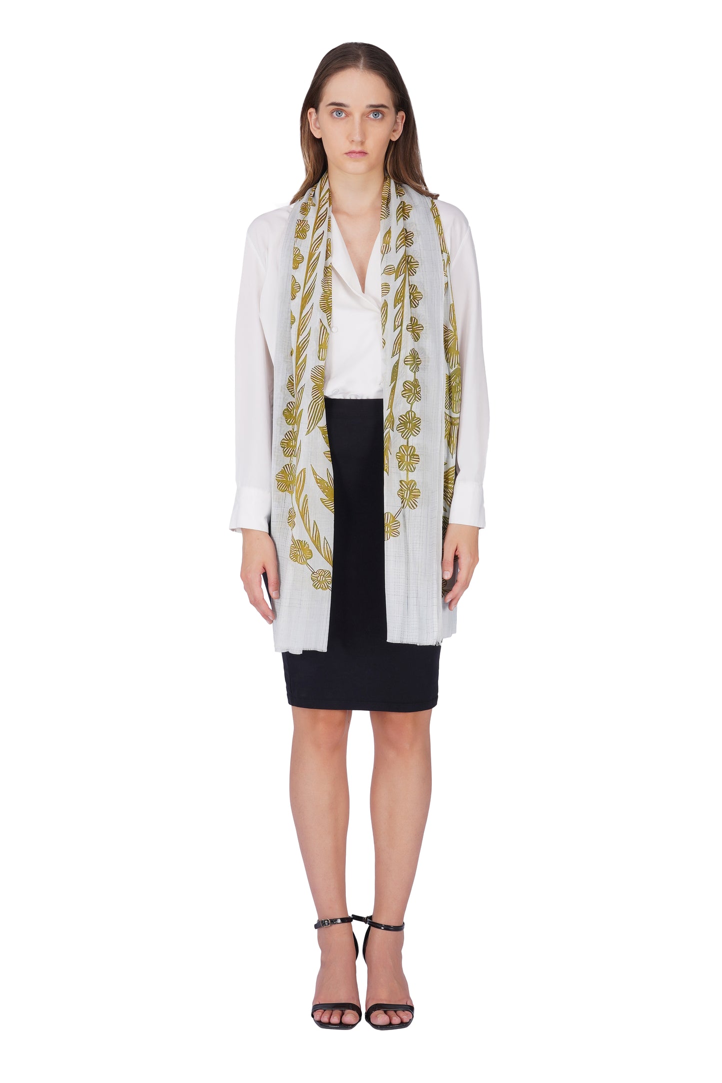 Women's White Contemporary Modal Printed Stole